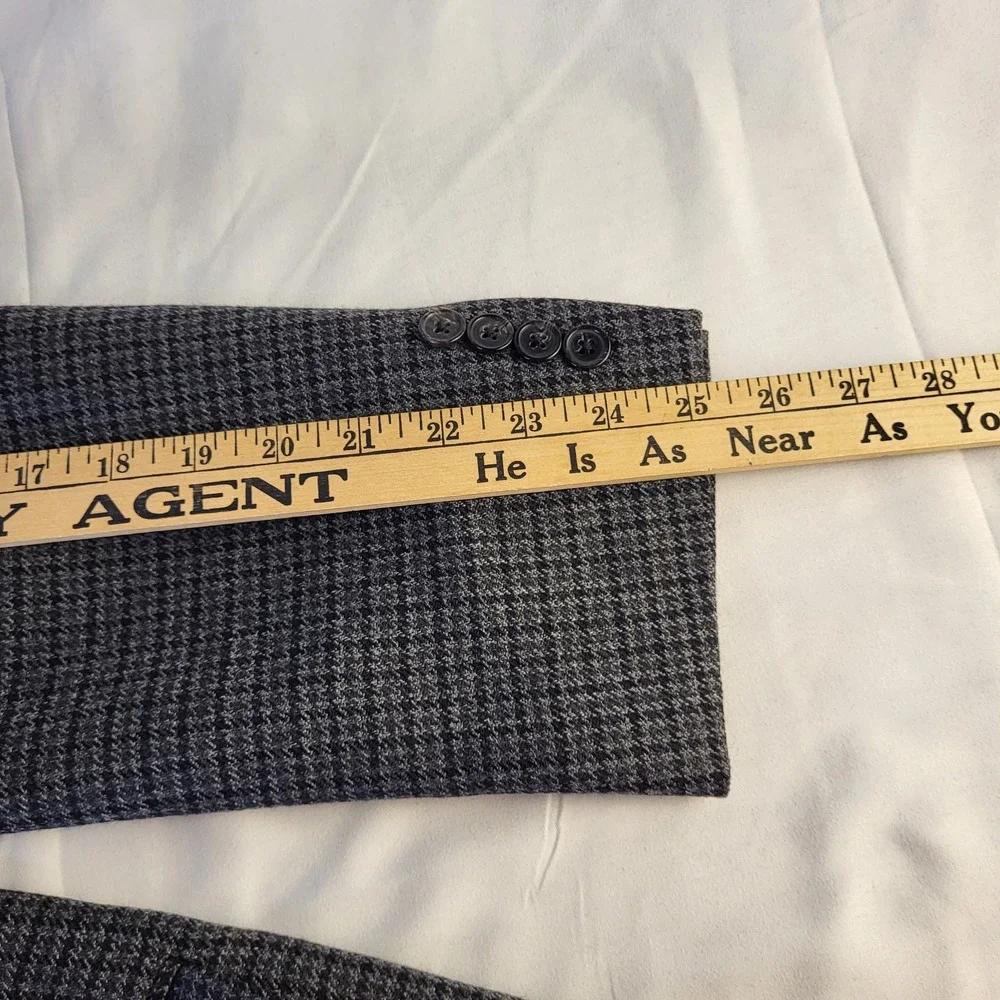Lauren Ralph Lauren Mens 42L Blazer Sport Jacket Coat Gray Houndstooth Wool